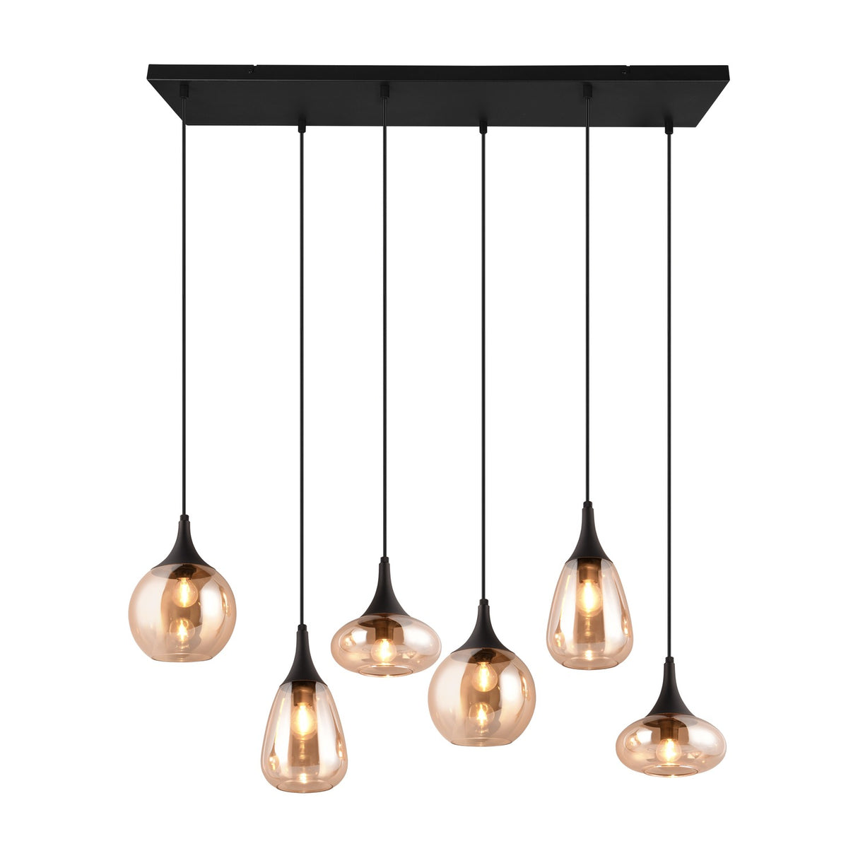 Lumina 6 Light Linear Amber Chandelier – Matt Black