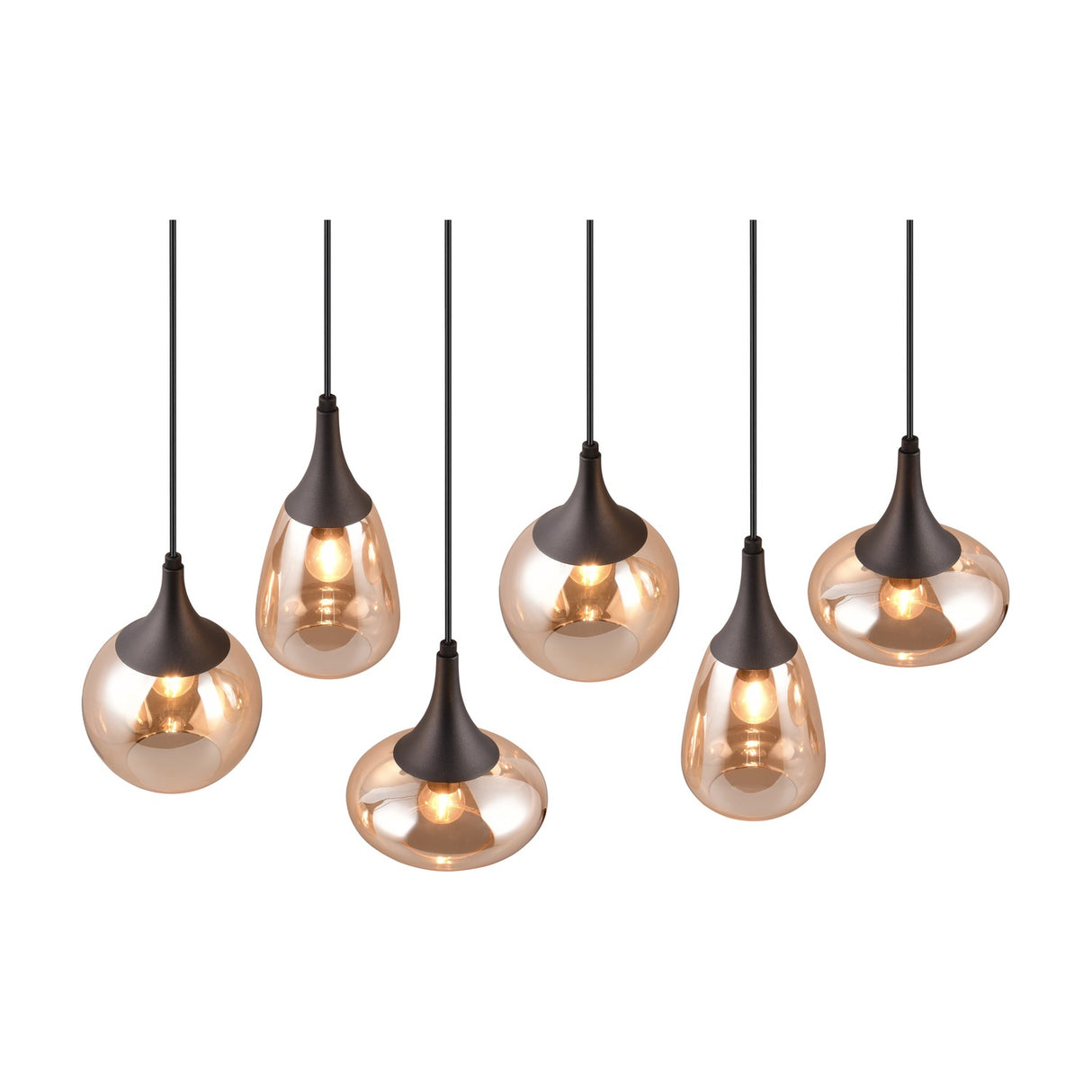 Lumina 6 Light Linear Amber Chandelier – Matt Black