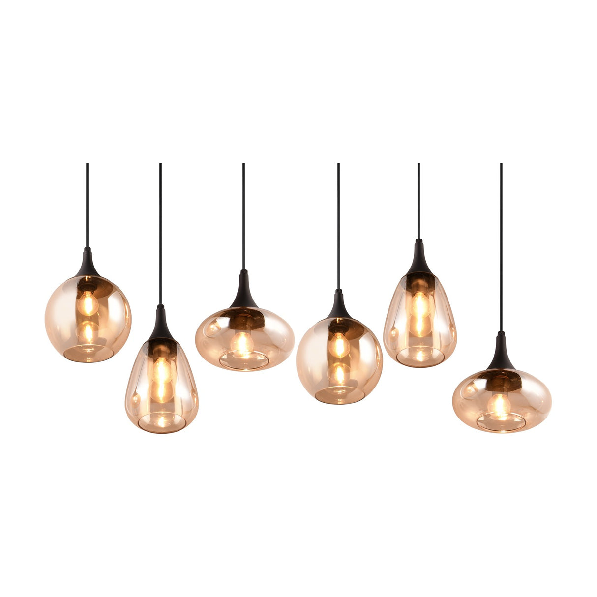 Lumina 6 Light Linear Amber Chandelier – Matt Black