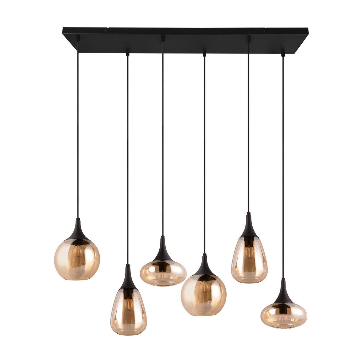 Lumina 6 Light Linear Amber Chandelier – Matt Black