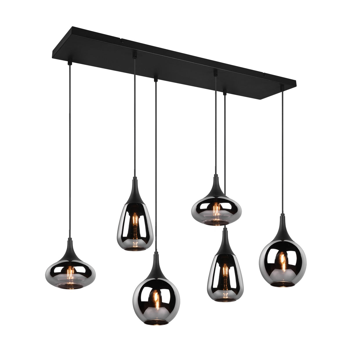 Lumina 6 Light Linear Chrome Chandelier – Matt Black