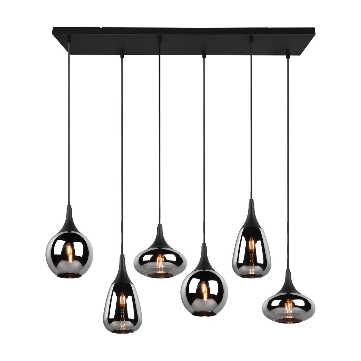 Lumina 6 Light Linear Chrome Chandelier – Matt Black