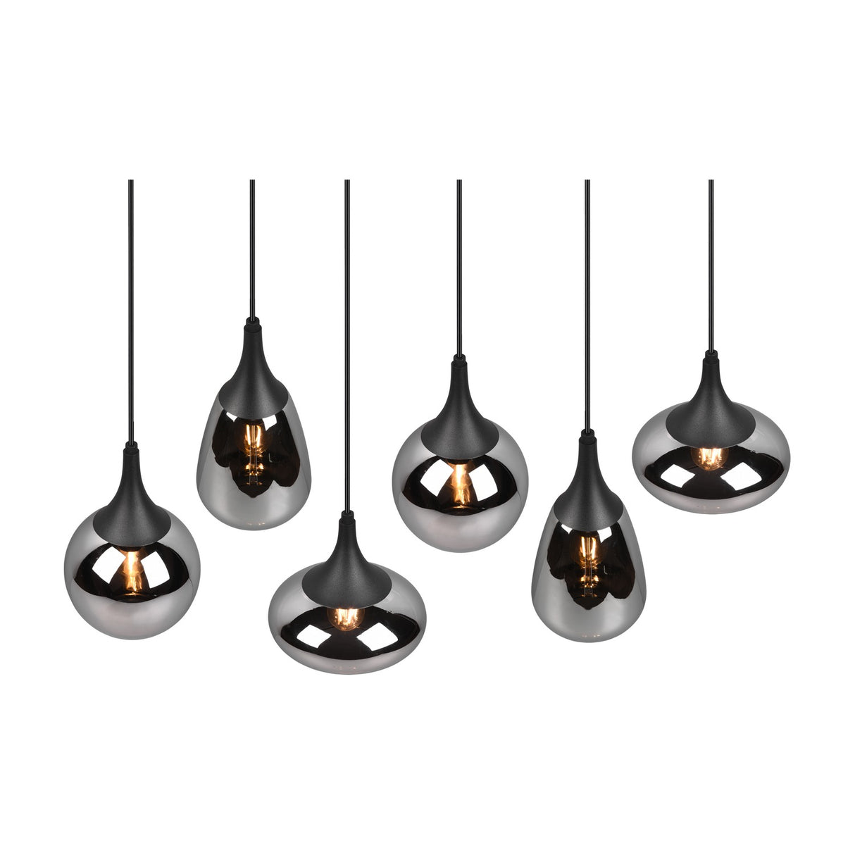 Lumina 6 Light Linear Chrome Chandelier – Matt Black