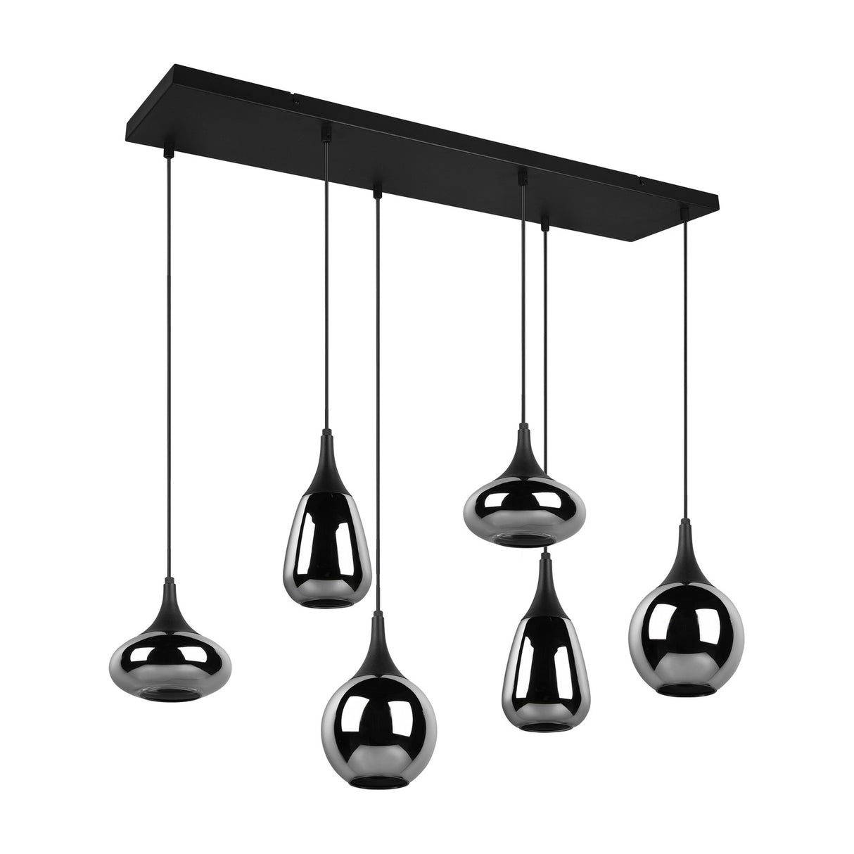 Lumina 6 Light Linear Chrome Chandelier – Matt Black