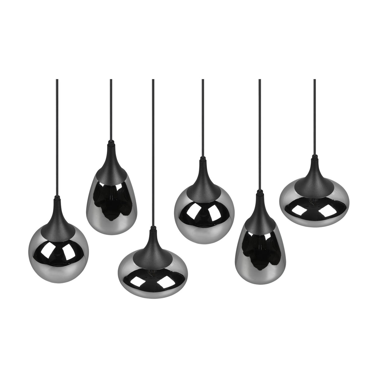 Lumina 6 Light Linear Chrome Chandelier – Matt Black