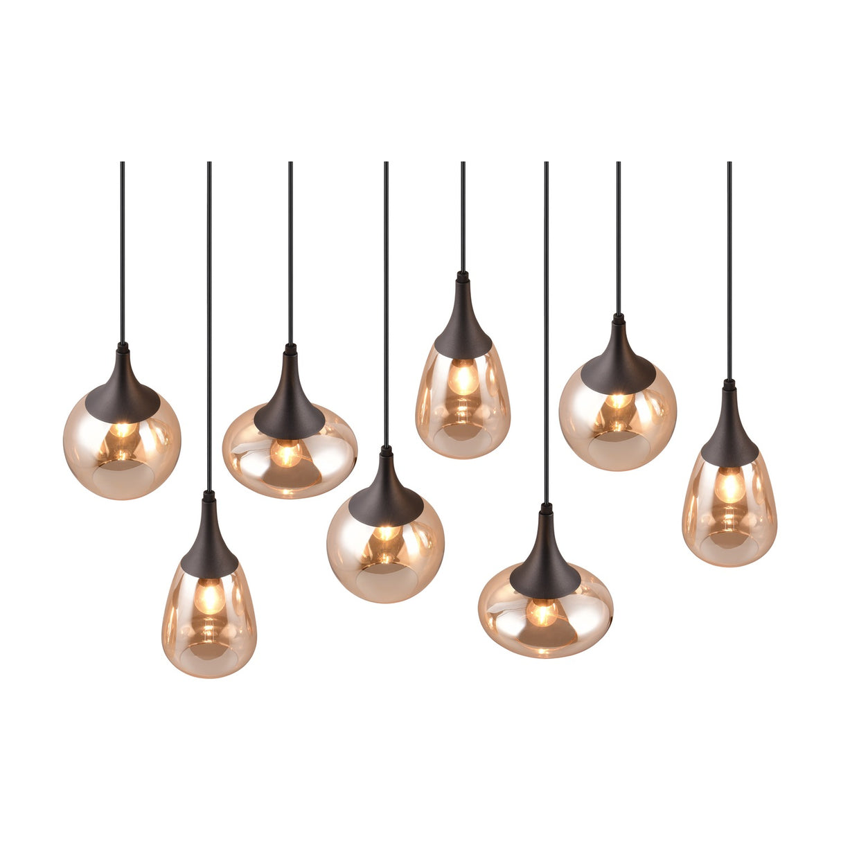 Lumina 8 Light Linear Amber Chandelier – Matt Black