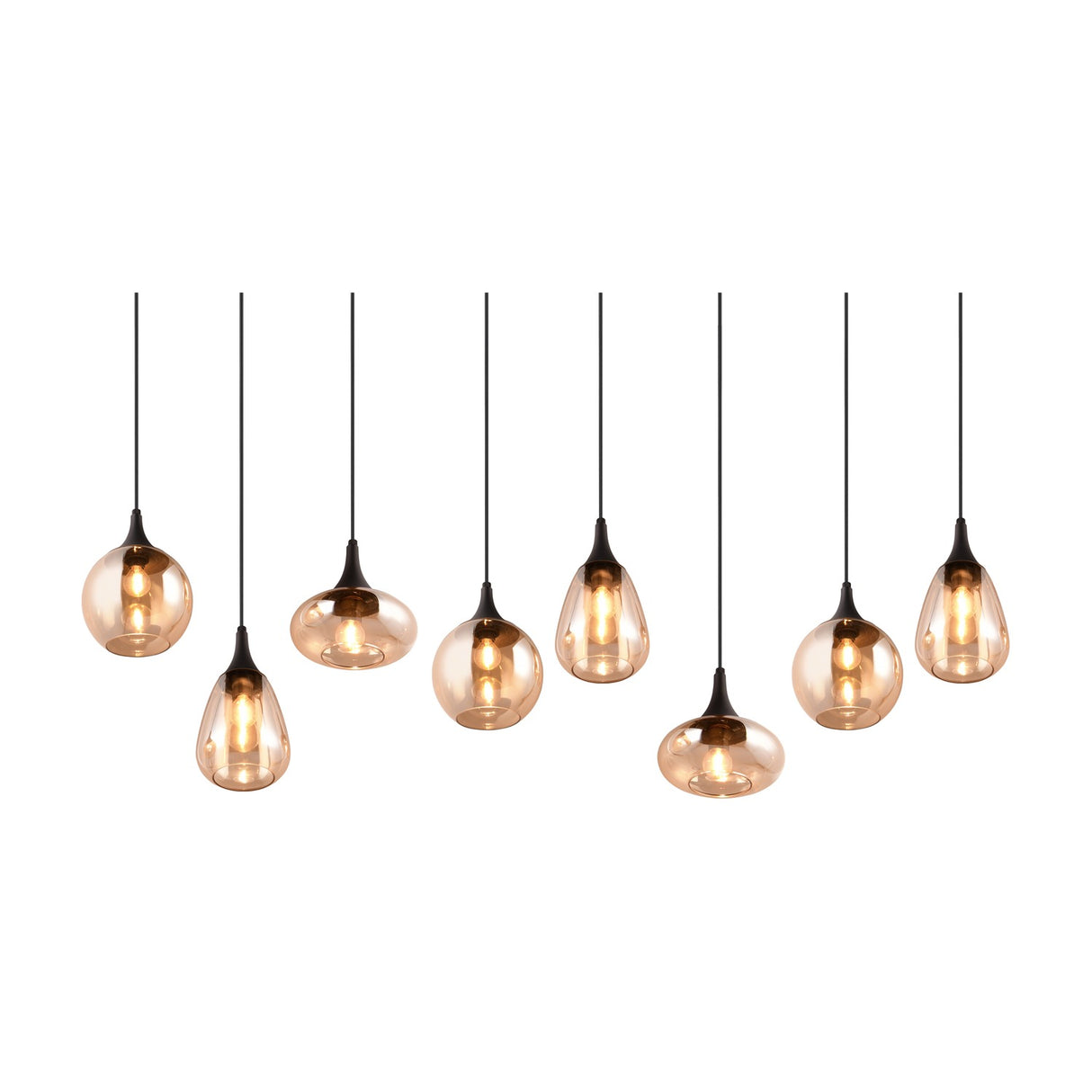 Lumina 8 Light Linear Amber Chandelier – Matt Black