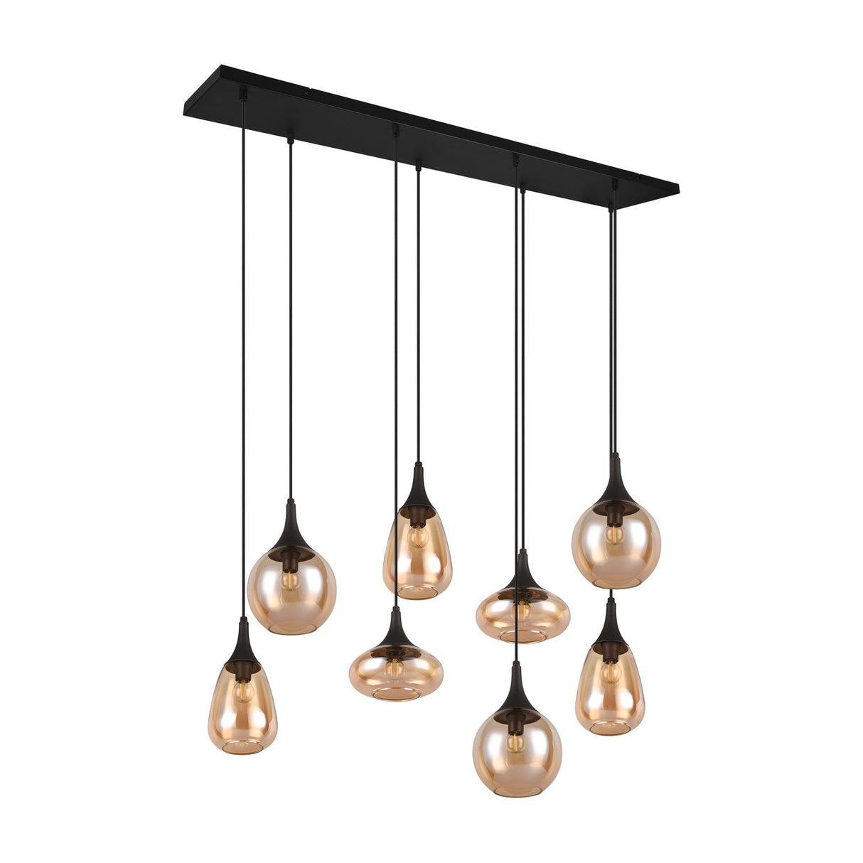 Lumina 8 Light Linear Amber Chandelier – Matt Black