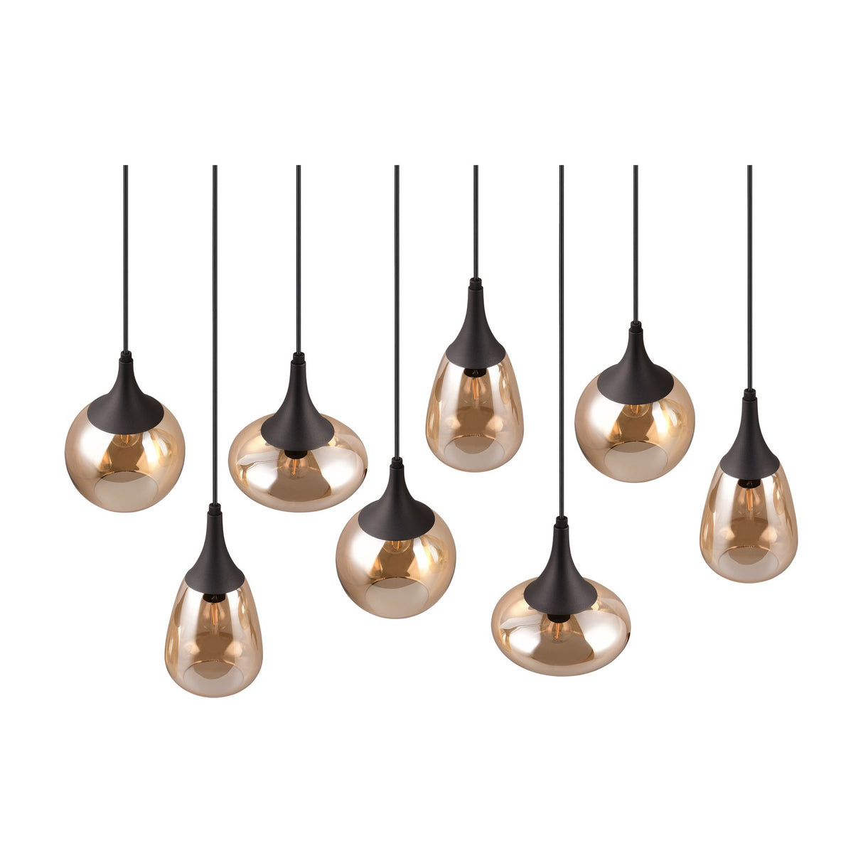 Lumina 8 Light Linear Amber Chandelier – Matt Black
