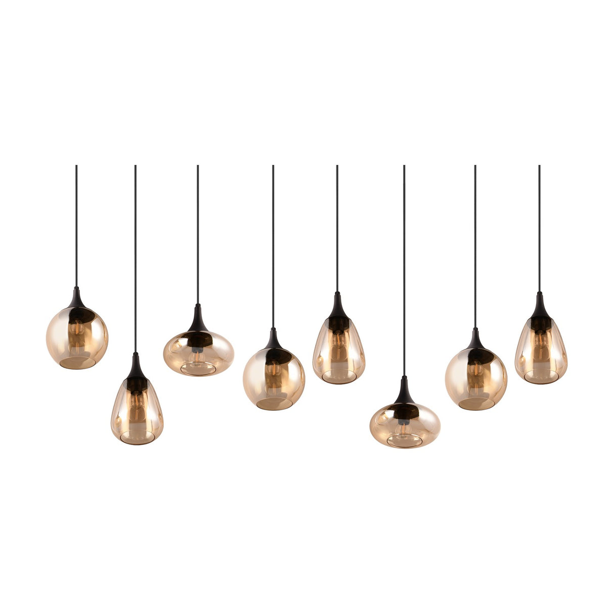 Lumina 8 Light Linear Amber Chandelier – Matt Black