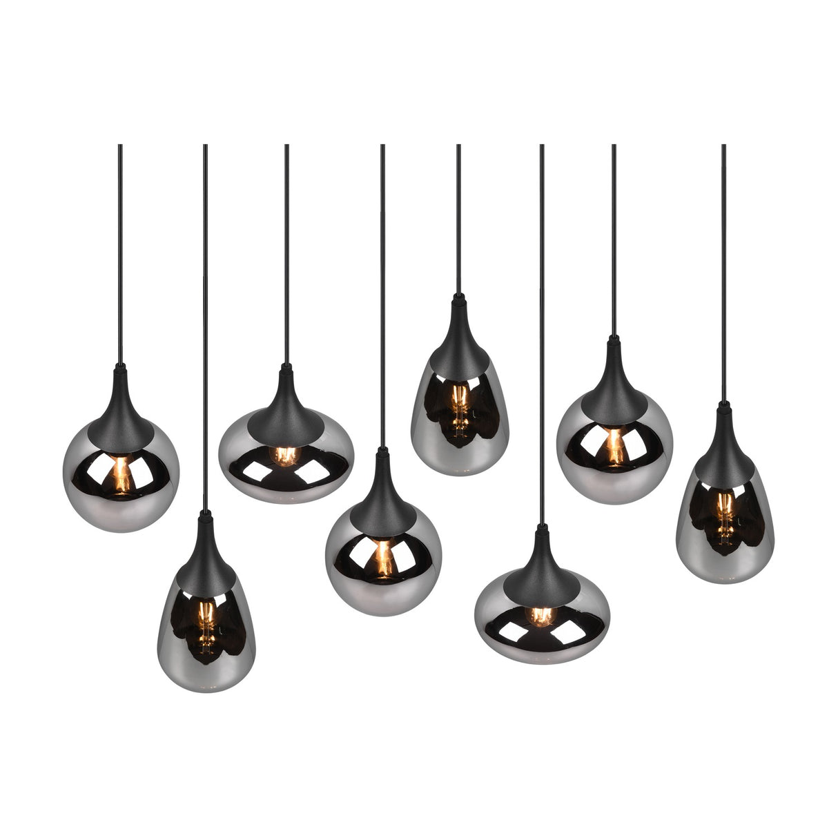 Lumina 8 Light Linear Chrome Chandelier – Matt Black