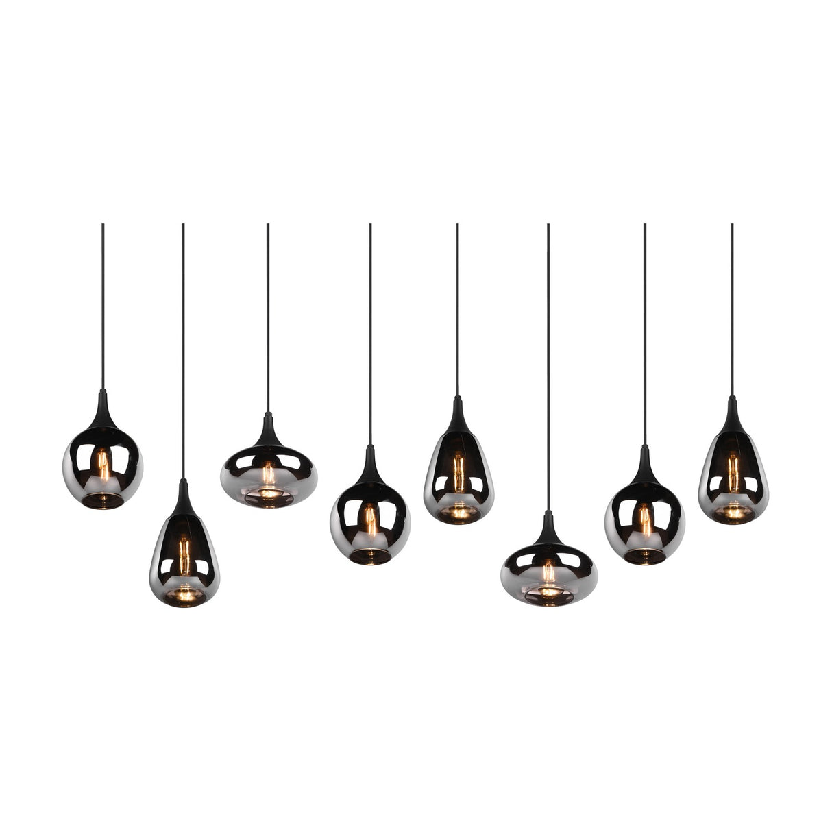 Lumina 8 Light Linear Chrome Chandelier – Matt Black
