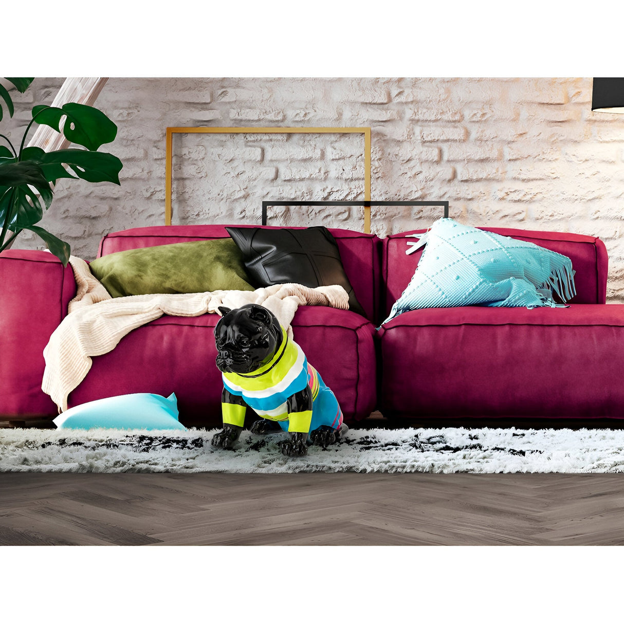 Rocky Black Striped Pitbull Figurine - 41cm