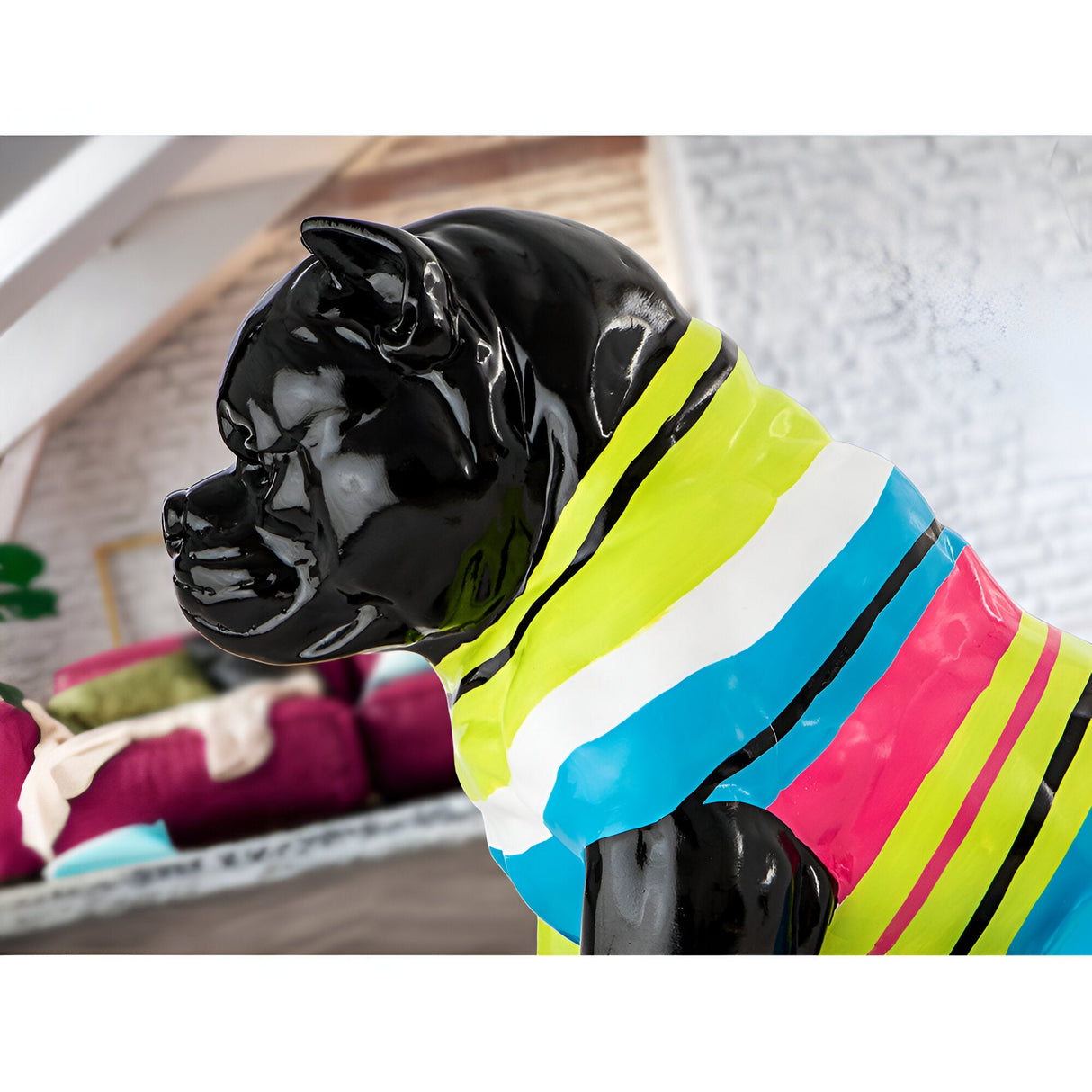 Rocky Black Striped Pitbull Figurine - 41cm