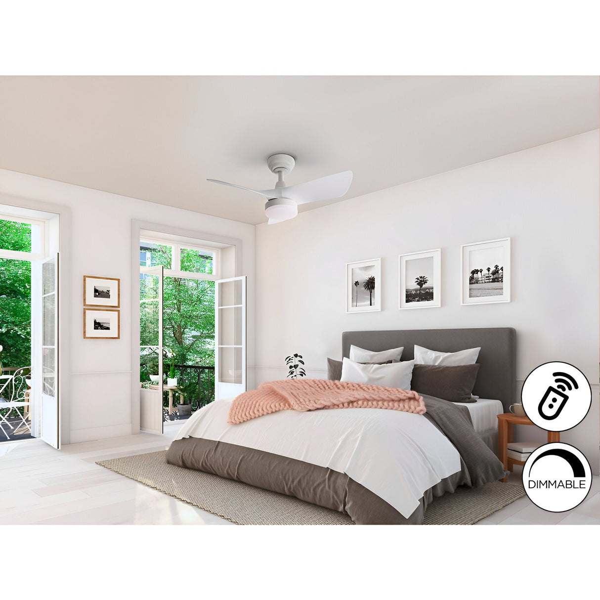 Tropic CCT Dimmable LED Ceiling Fan Light - White