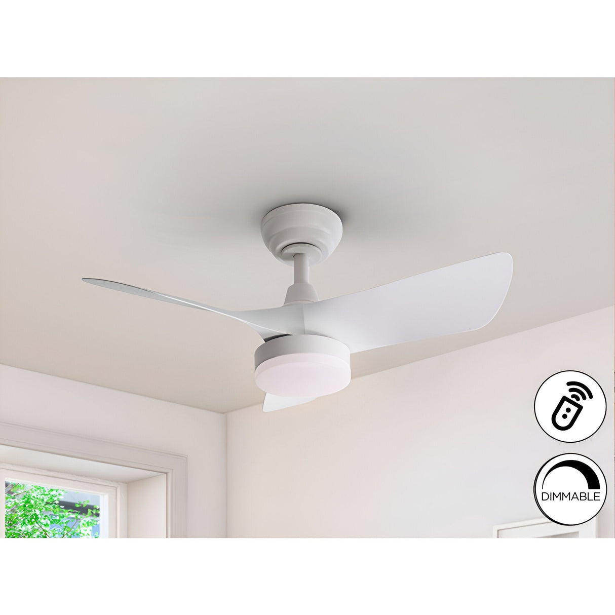 Tropic CCT Dimmable LED Ceiling Fan Light - White