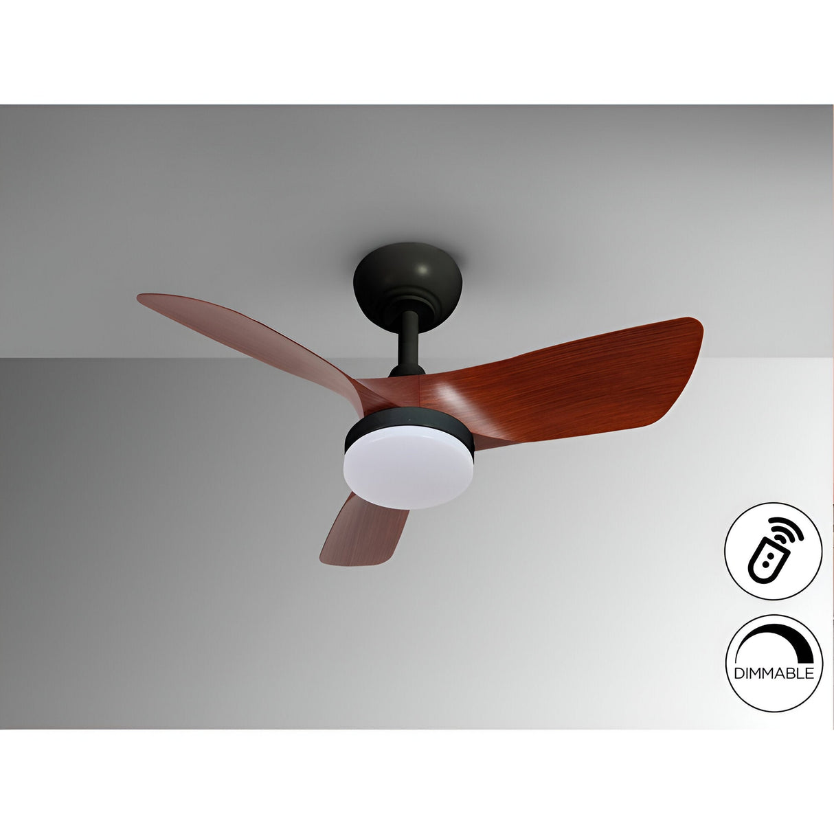 Tropic CCT Dimmable LED Ceiling Fan Light - Black/Brown