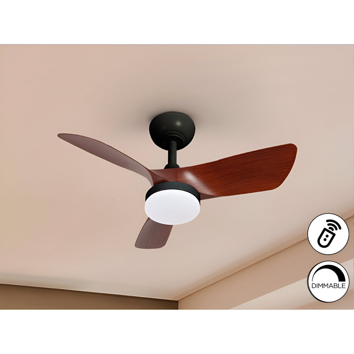 Tropic CCT Dimmable LED Ceiling Fan Light - Black/Brown