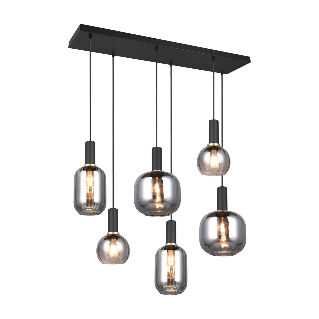 Diva 6 Light Linear Chandelier – Black & Gold