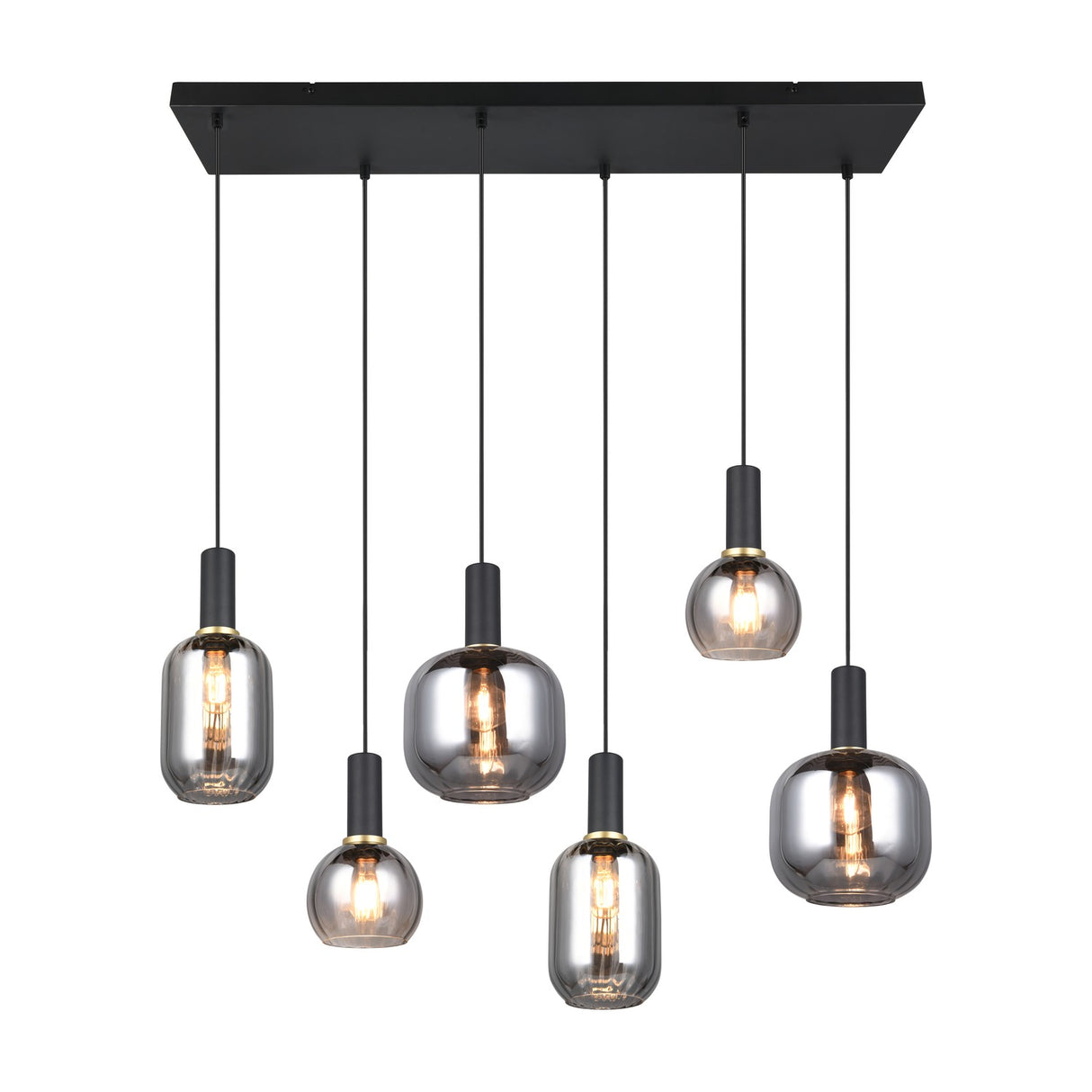 Diva 6 Light Linear Chandelier – Black & Gold
