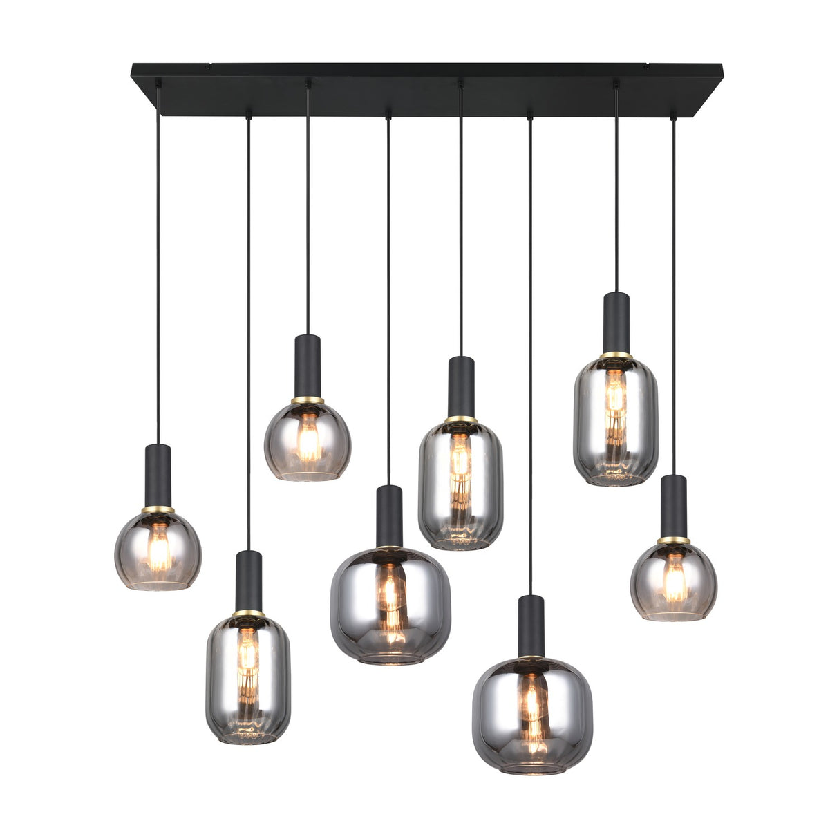 Diva 8 Light Linear Chandelier – Black & Grey