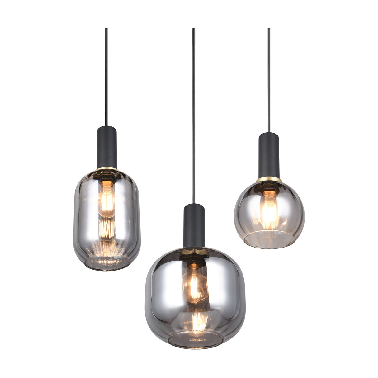 Diva 3 Light Globe Chandelier – Black & Grey