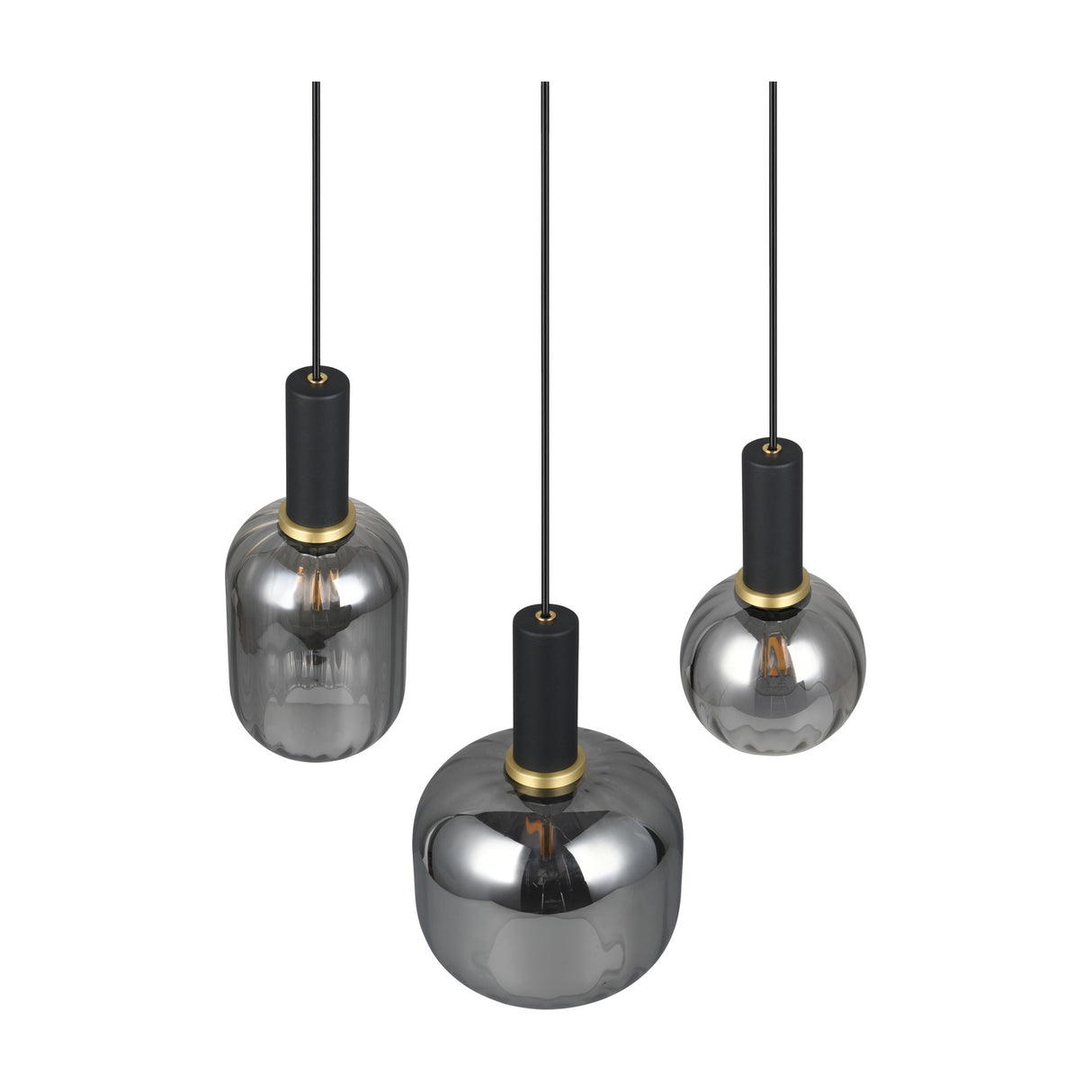 Diva 3 Light Globe Chandelier – Black & Grey