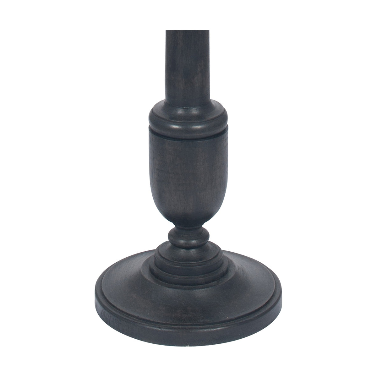 Captiva Antique Black Mango Floor Lamp Base, 138cm, showing turned wood urn-shaped column on a round stepped base, dark finish, on a plain white background.