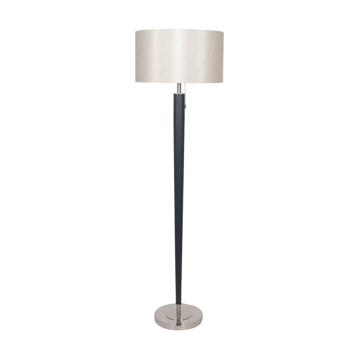 Lowry Brushed Silver & Matt Black Iron Floor Lamp - 161cm