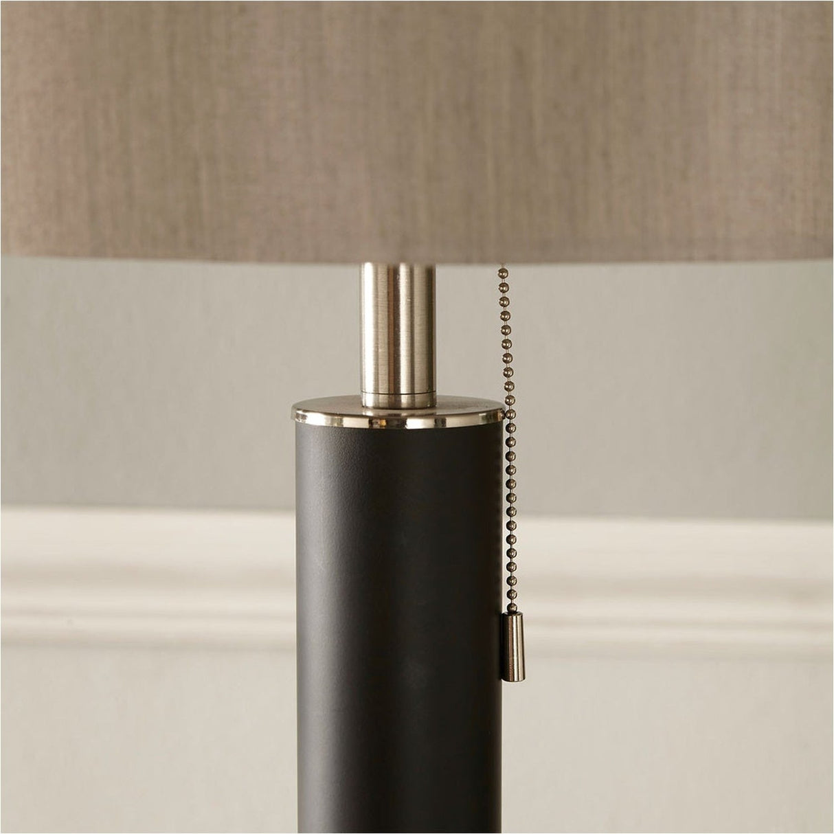 Lowry Brushed Silver & Matt Black Iron Floor Lamp - 161cm
