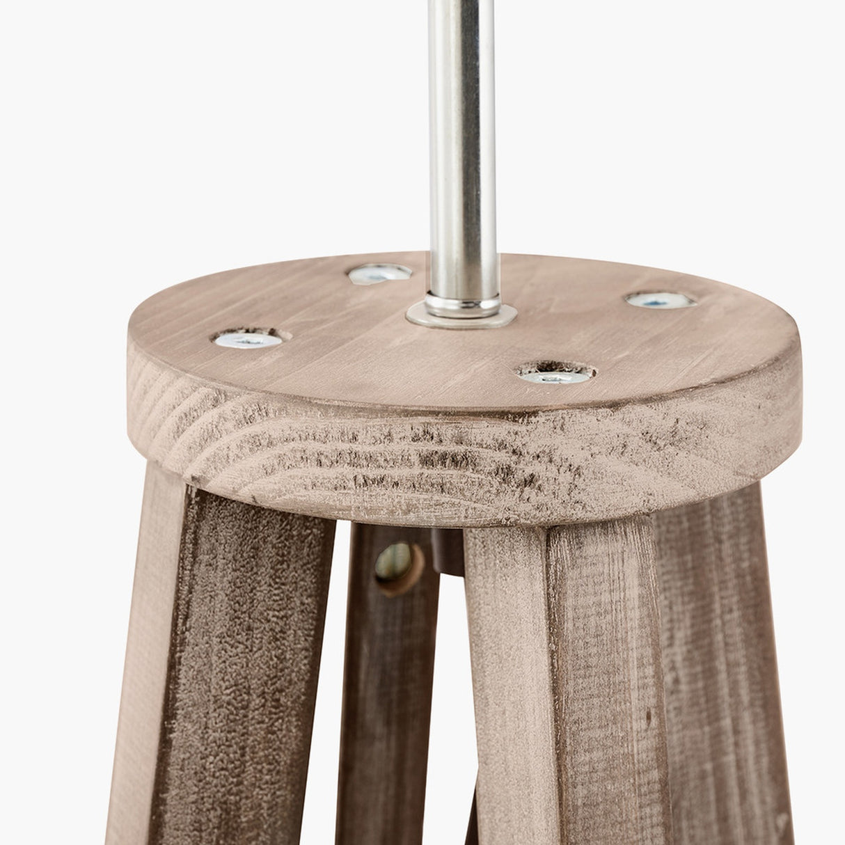Whitby Grey Wash Wood Tapered 4 Post Floor Lamp with Linen Shade