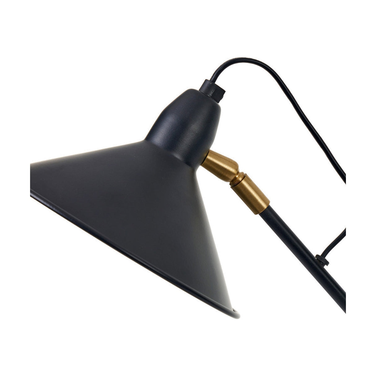 Canton Matt Black & Brass Cone Floor Lamp - 138cm