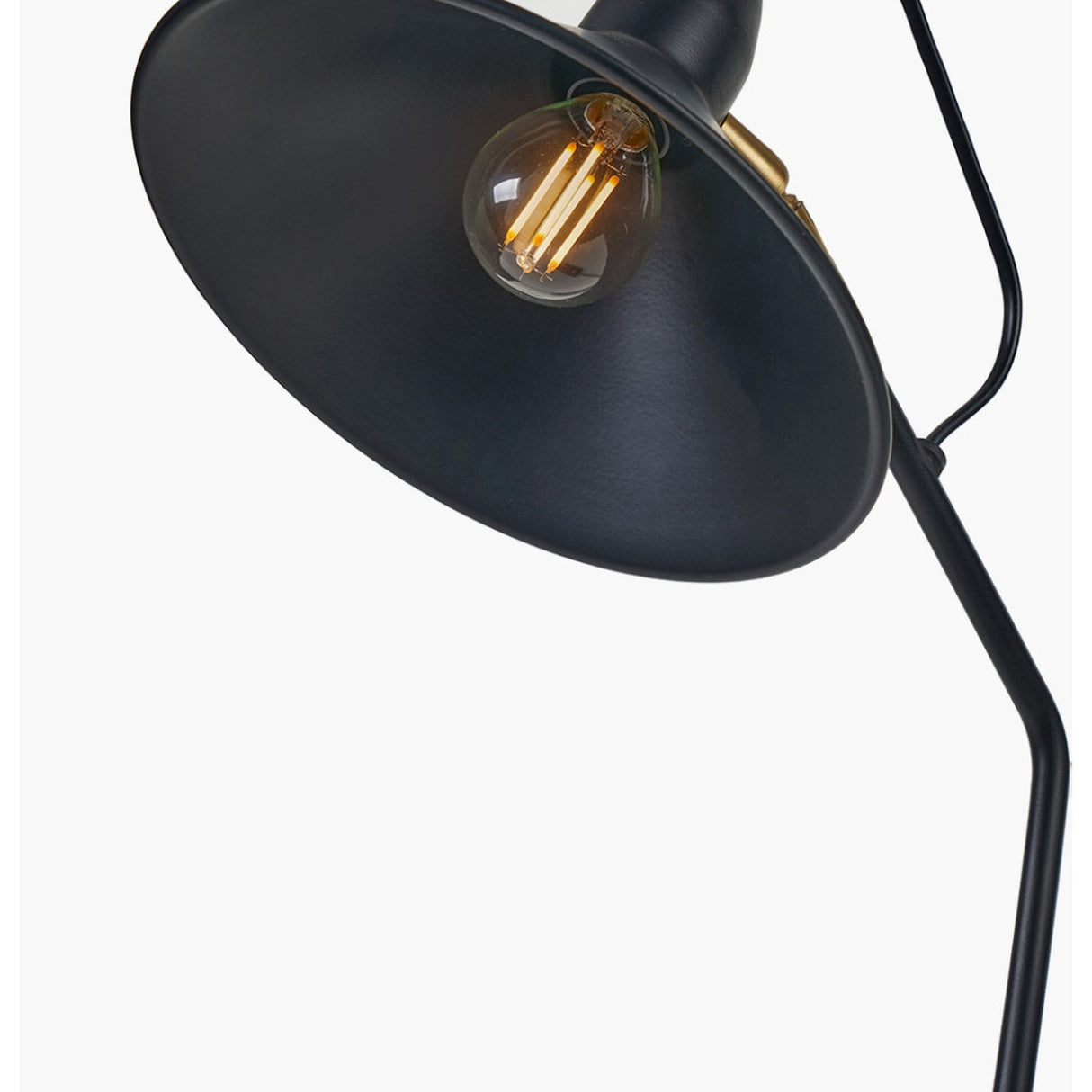 Canton Matt Black & Brass Cone Floor Lamp - 138cm