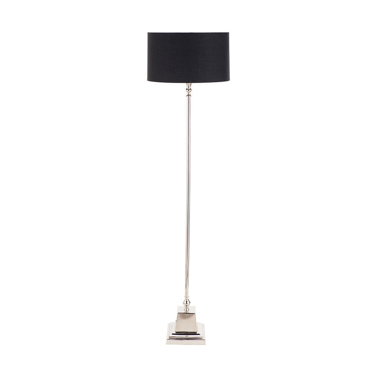 Claudius Nickel Stick Floor Lamp with Black Cotton Mix Shade - 160cm