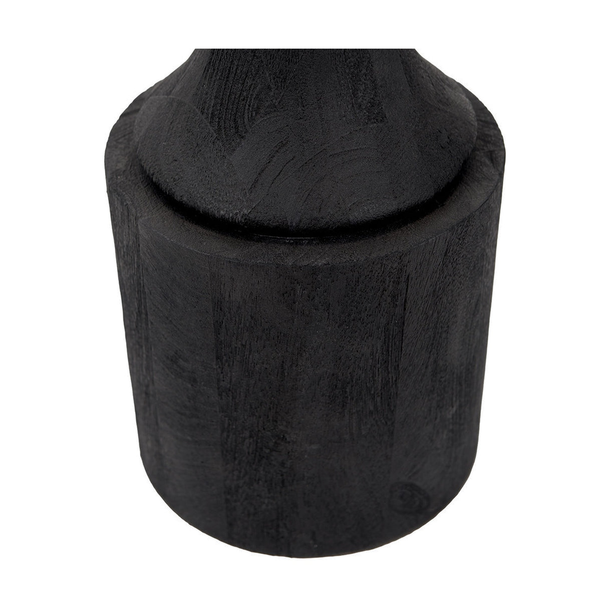 Marin Black Wood Tall Neck Floor Lamp with Linen Cylinder Shade