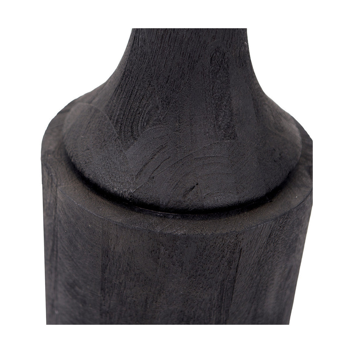 Marin Black Wood Tall Neck Floor Lamp with Blue Chevron Shade - 156cm