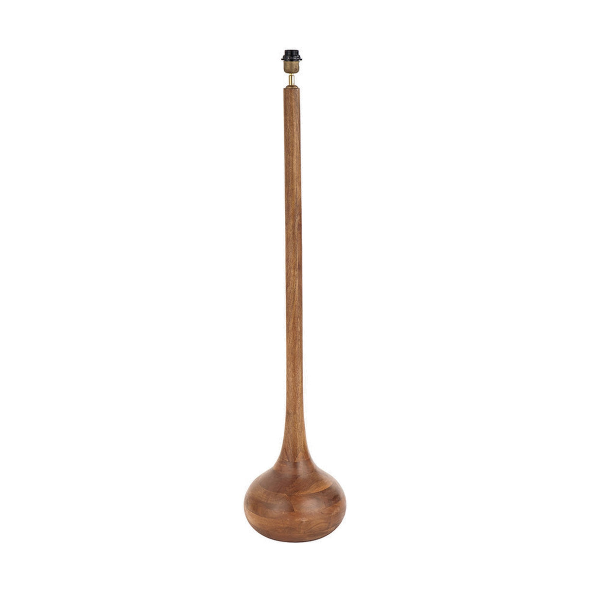 Toma Oiled Wood Tall Neck Floor Lamp with Tobacco Handloom Shade