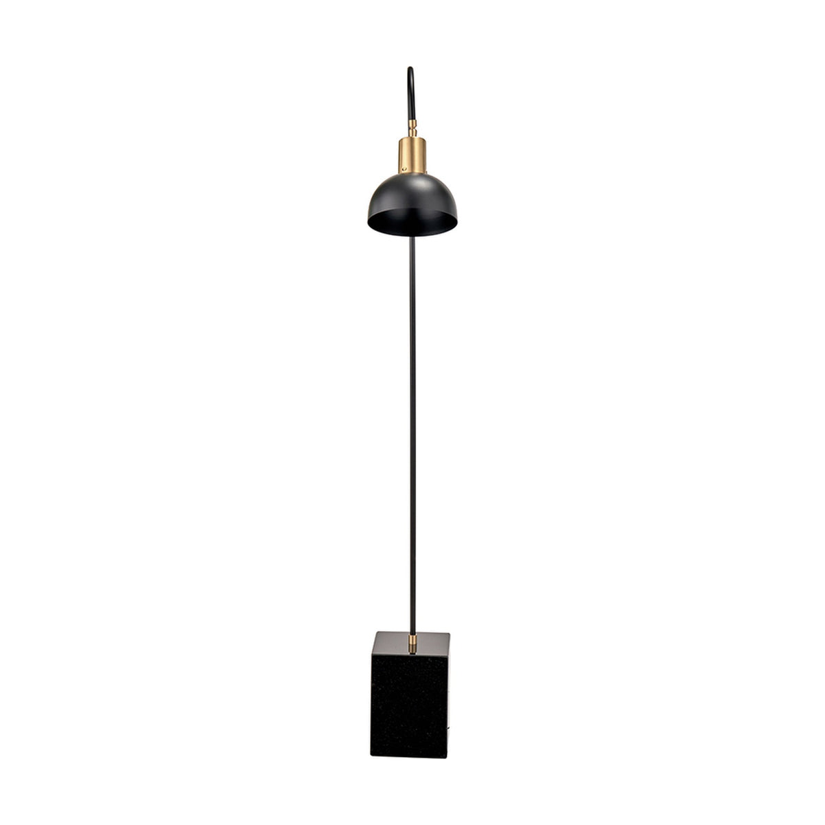 Mayfair Matt Black Domed Task Floor Lamp, 141cm, with slim black stem, brass fitting, black dome shade, and square black marble base on a plain white background.