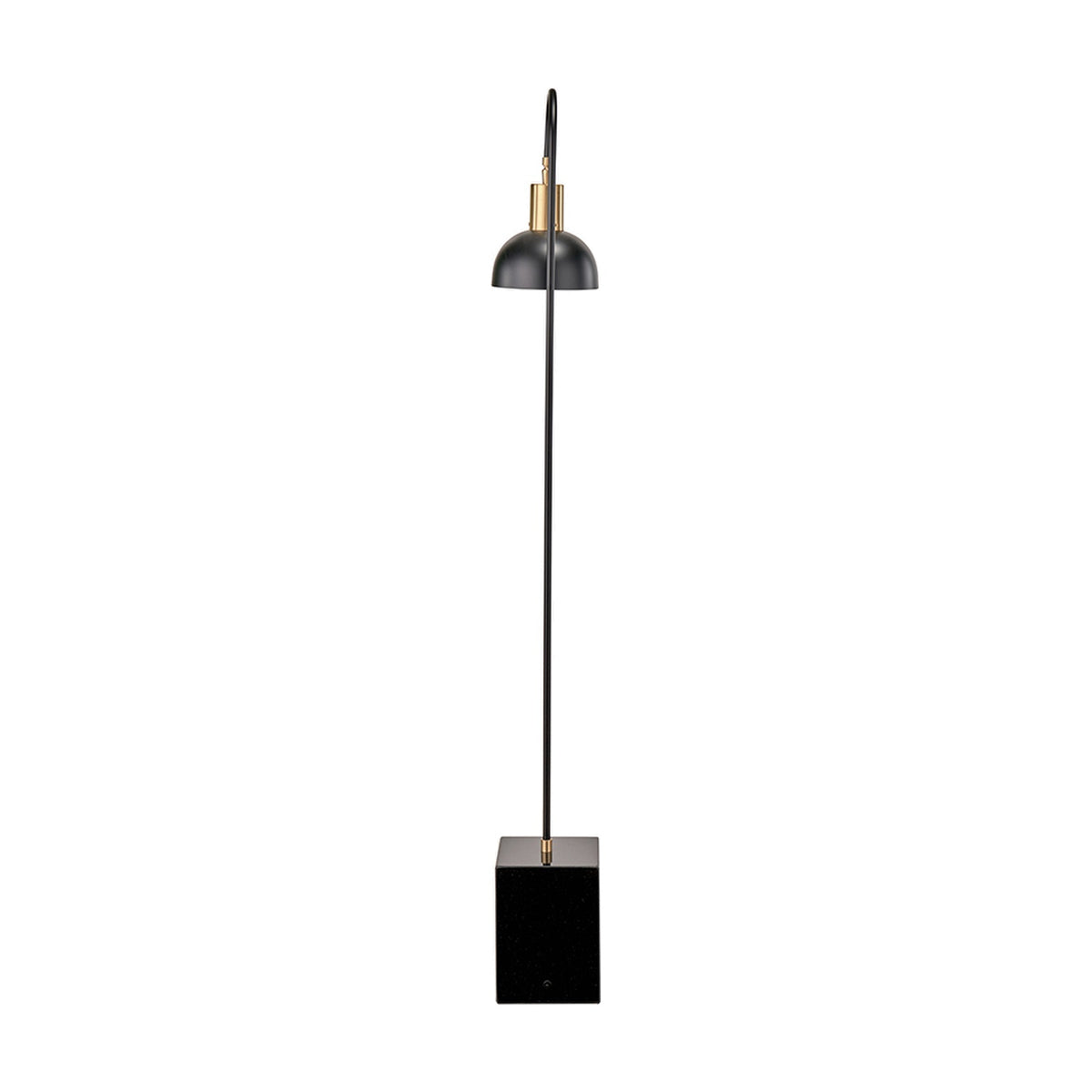 Mayfair Matt Black Domed Task Floor Lamp, 141cm, with slim metal stem, brass-accented dome shade, and square marble base, shown on a plain white background.