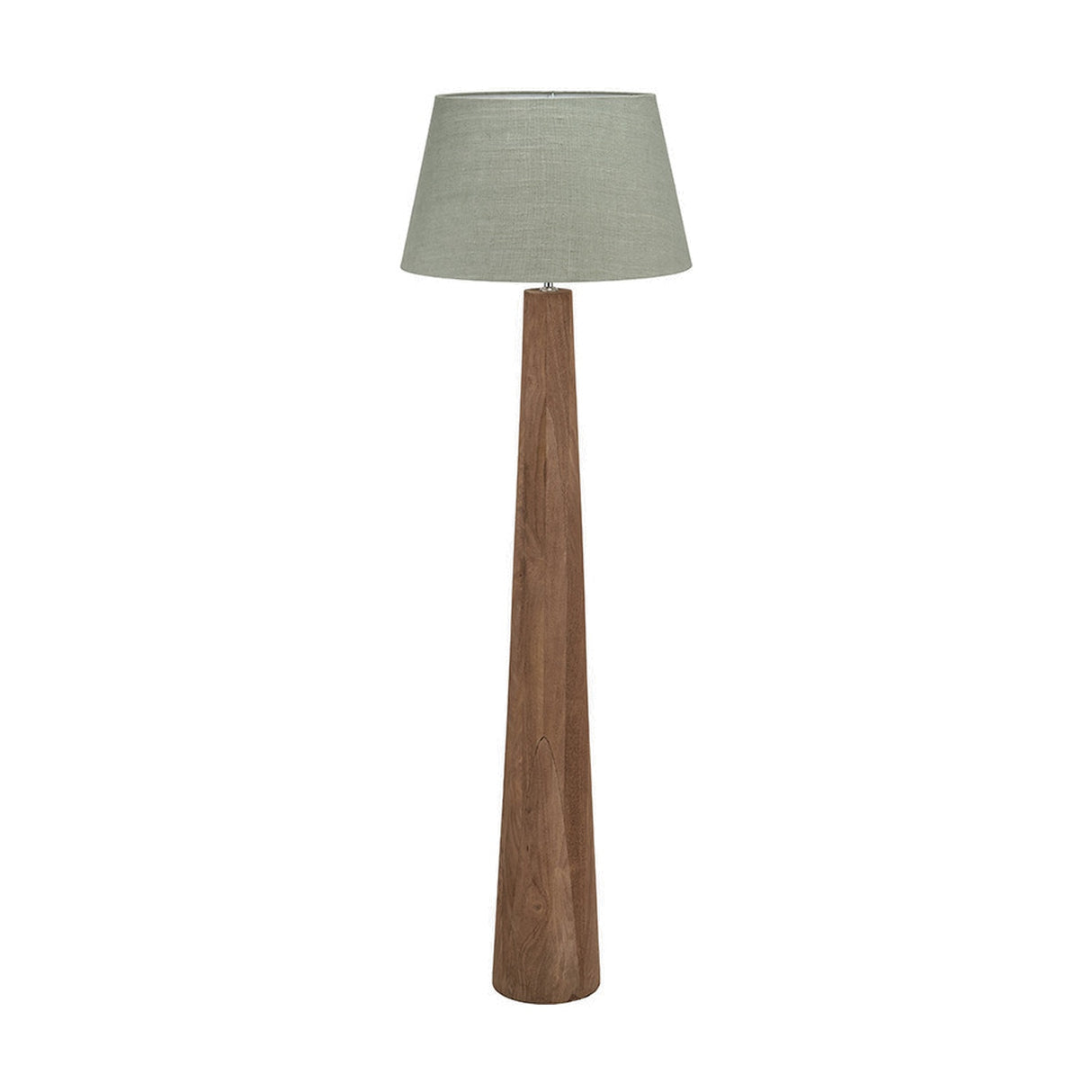 Esha Conical Wood Floor Lamp with Pistachio Green Linen Shade - 154cm