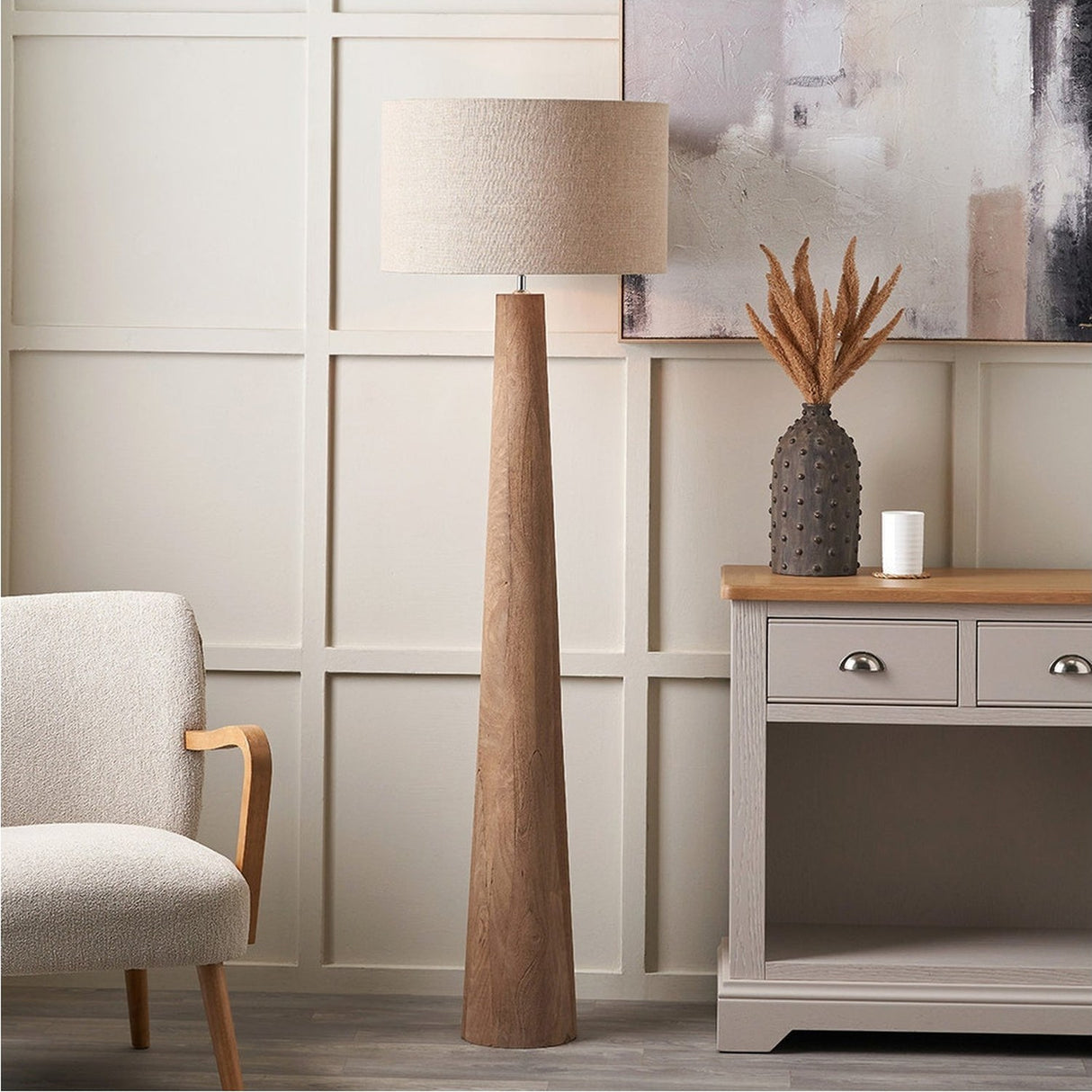 Esha Conical Wood Floor Lamp Base - 140cm