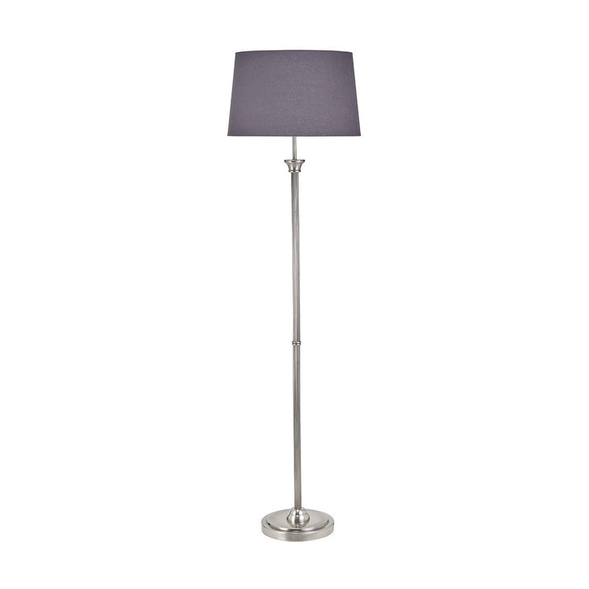 Palau Rattan Wave Floor Lamp with Grey Handloom Tapered Shade - 160cm