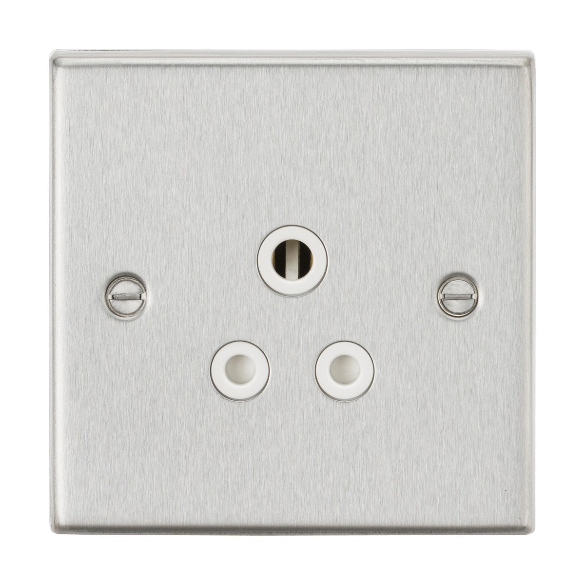 5A Unswitched Socket - Brushed Chrome with White Insert