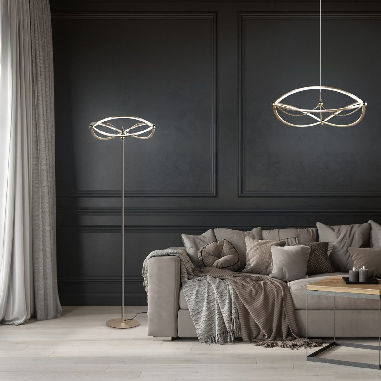 Charivari LED Ring Chandelier – Satin Brass