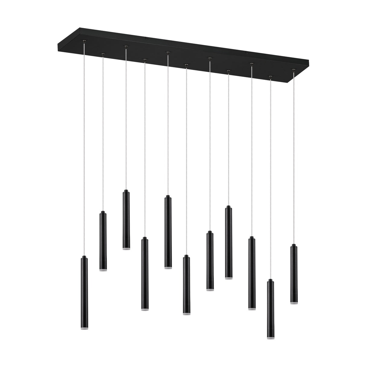 Tubular 11 Light LED Linear Chandelier – Matt Black