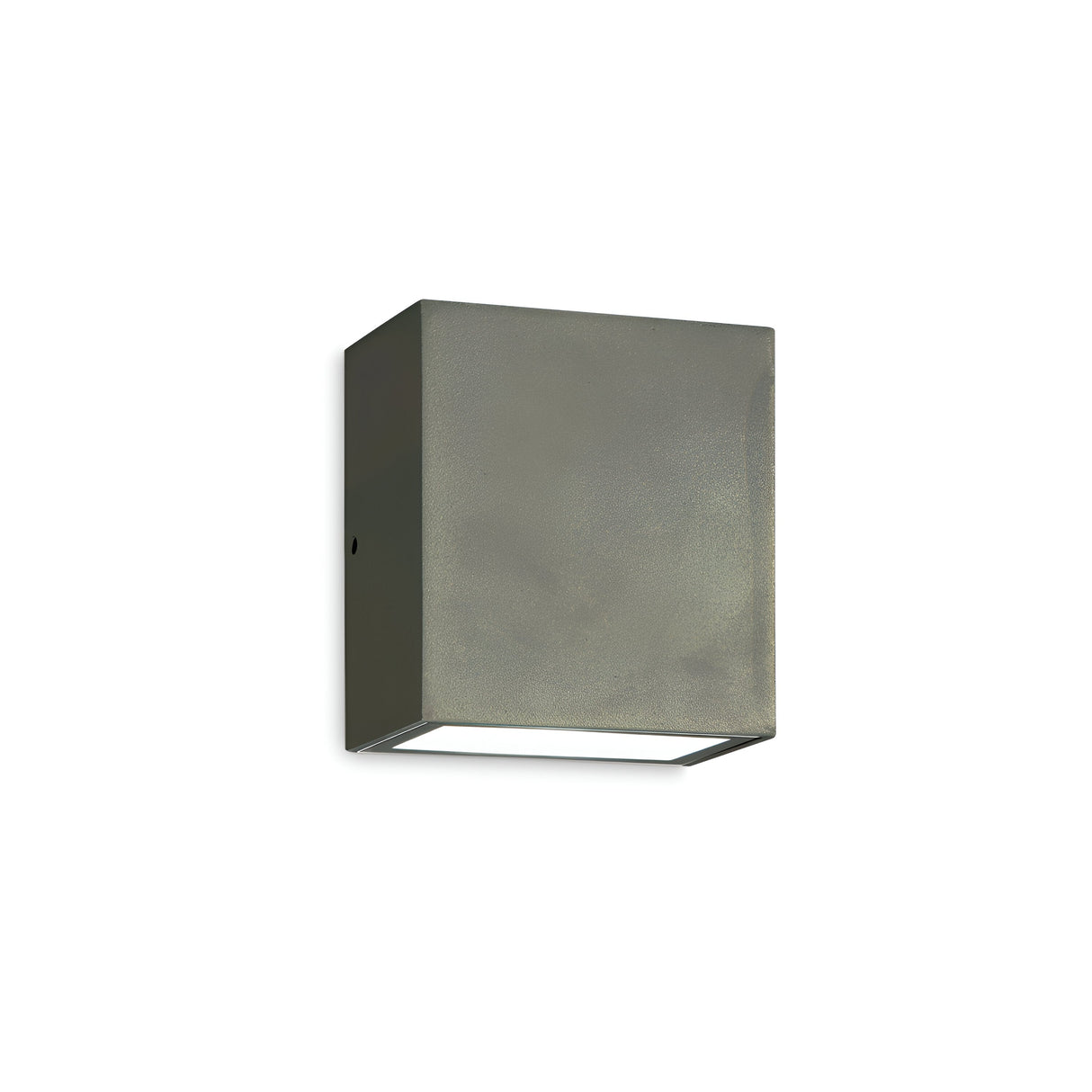 A minimalist, square-shaped outdoor LED wall light named "Glaera Outdoor LED Wall Light 6W 3000K - Grey" is mounted against a white background. The sleek, modern design features an IP65 rating with a concealed bulb that emits a 3000K warm light from the bottom edge.