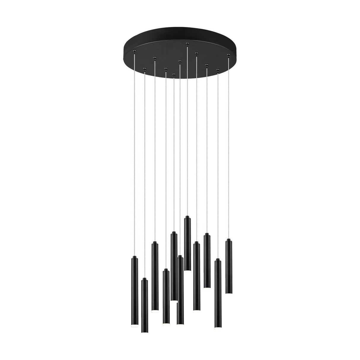 Tubular 11 Light LED Chandelier – Matt Black