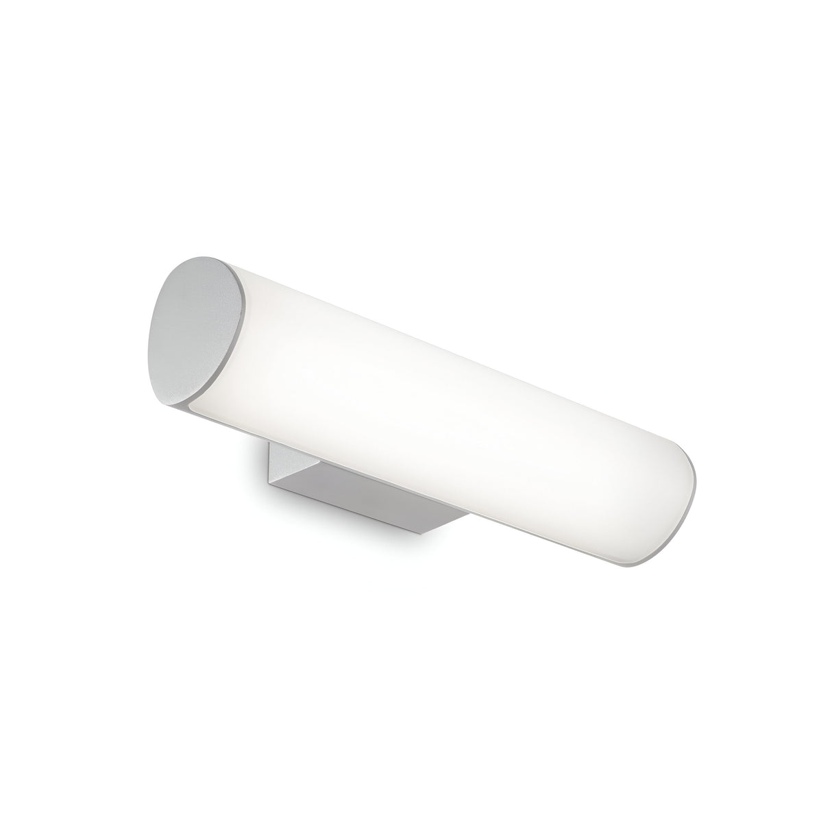 Introducing the Glintis LED Bathroom Mirror Light 9.5W 3000K in Grey: a stylish, modern wall-mounted LED fixture with an elongated cylindrical design and a sleek grey finish. Ideal for contemporary bathroom decor, it provides a soft, even illumination that complements modern interiors while emphasizing energy-efficient lighting solutions.