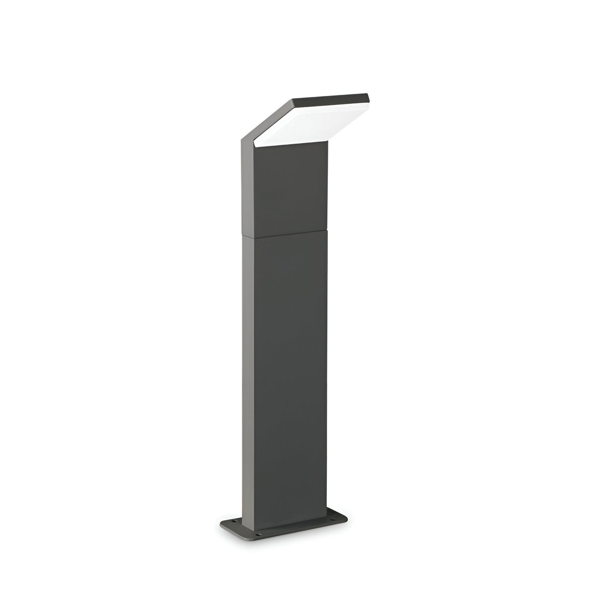 Introducing the Brillix Outdoor LED Bollard Light in Anthracite, featuring a sleek, modern design with a rectangular base. Its angled top section directs the energy-efficient 4000K light source downward, making it ideal for illuminating pathways or gardens. With an IP54 rating, it effortlessly withstands various weather conditions. Measuring 50cm in height, this bollard is both stylish and functional.