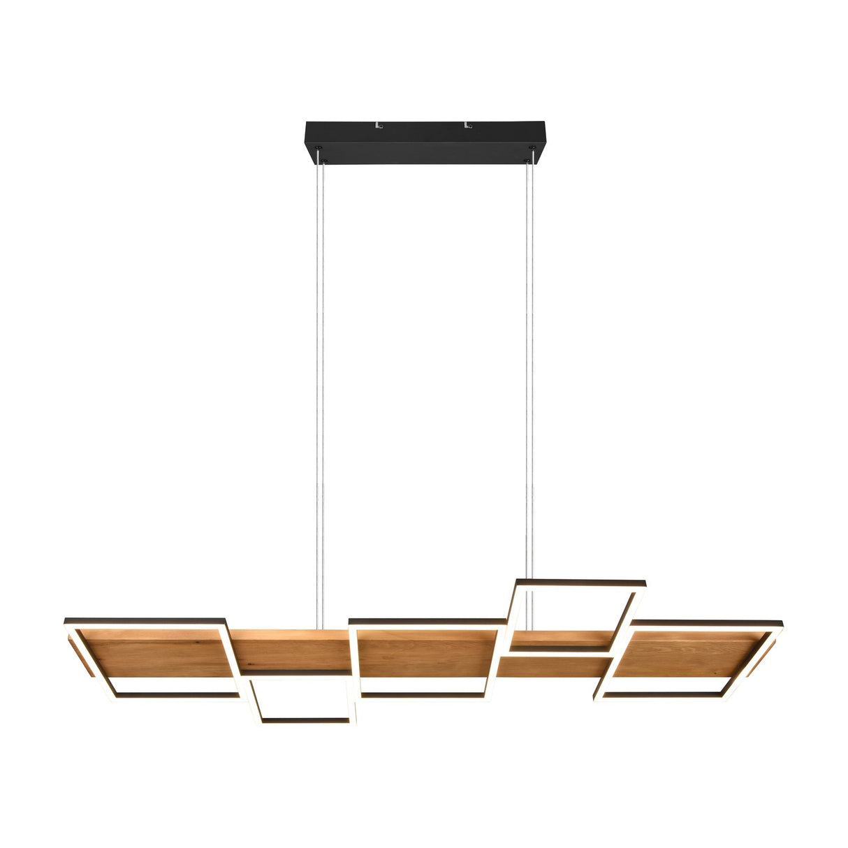 Harper 5 Light LED Wooden Chandelier – Matt Black